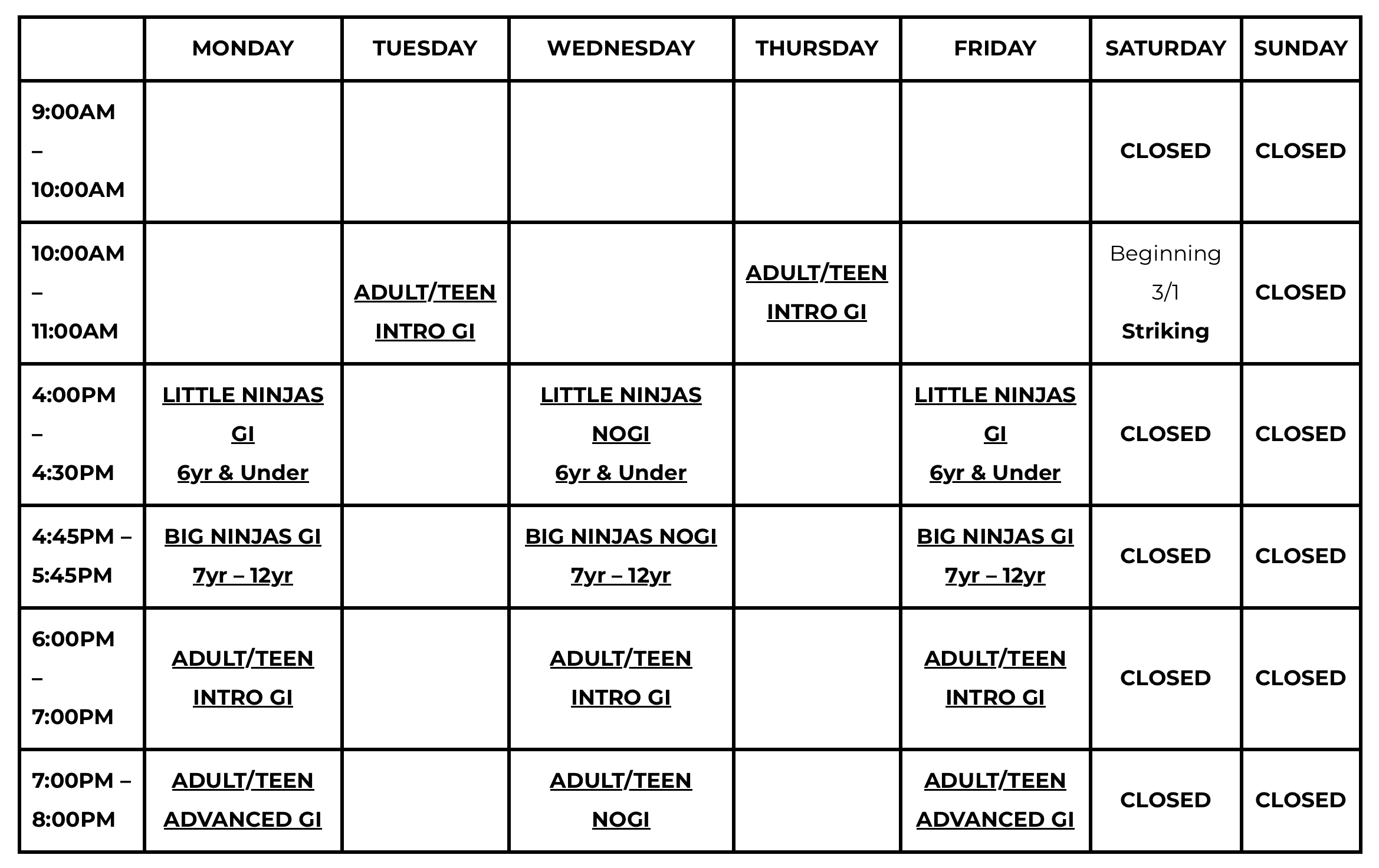 2025 Schedule